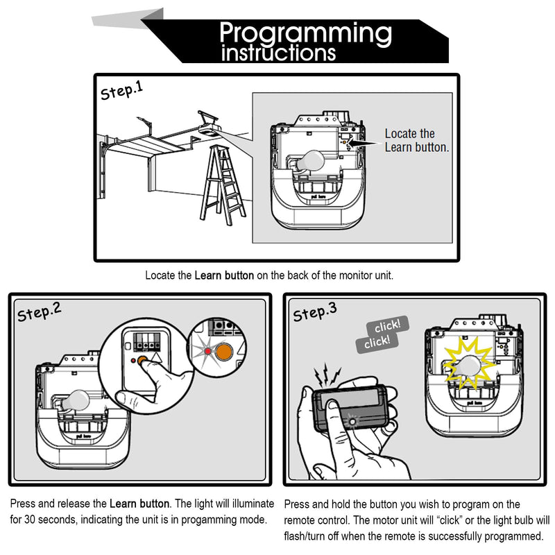 [Australia - AusPower] - Garage Outlet Keyless Entry Door Opener Backlit Keyboard Red Orange Learn Button 9V Battery for Liftmaster 976LM 977LM Chamberlain Craftsman Keypad 