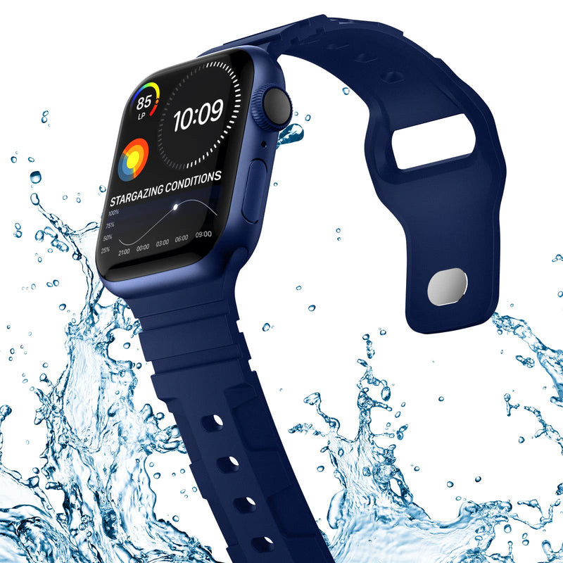 [Australia - AusPower] - Recoppa Compatible with Apple Watch Bands 45mm 41mm 44mm 42mm 40mm 38mm for Women Men,Sport Straps Silicone Rugged Replacement Bands for iWatch Series SE/7/6/5/4/3/2/1 Black/White/Blue 42/44/45mm 
