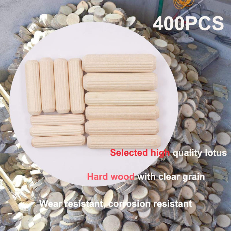 [Australia - AusPower] - smseace 400PCS Straight Groove Wooden Dowel Pins with Tapered End with Bevel Angle, 1/4 "5/16" 3/8 "(6mm, 8mm, 10mm) Wooden Dowel Pins, Used for Crafts, Furniture, DIY Manual, Etc.E-014-4S Mixed Loading400PCS 