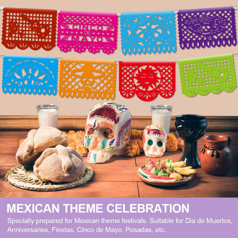 [Australia - AusPower] - Mexican Party Banners - 6 Pack Papel Picado Banner Cinco de Mayo Fiesta Party Decorations, Dia De Los Muertos Day of The Dead Decor Flag Easter Mexican Birthday Party Supplies - 6 Styles/90 Ft 