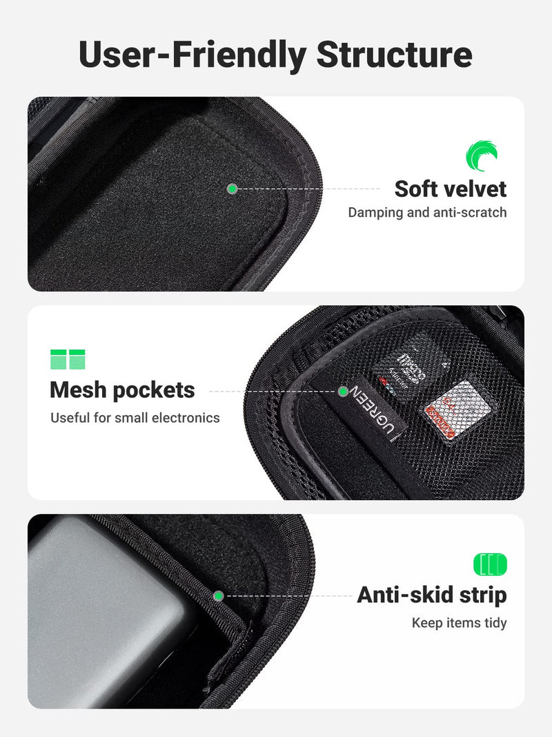 [Australia - AusPower] - UGREEN Travel Case Tech Gadget Electronic Organizer Cable Pouch Small Hard Case Storage Carry Bag Portable for Hard Drive, Charger Cable, USB Cord, Phone, Power Adapter, Earphone, SD Card, Grey 