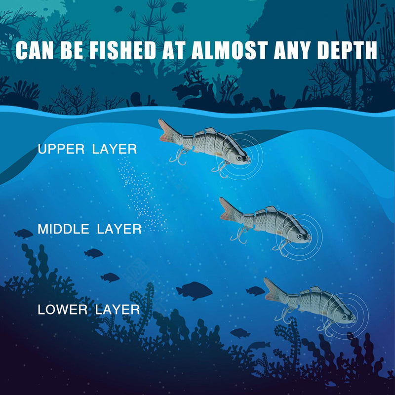 [Australia - AusPower] - TRUSCEND Fishing Lures for Bass Trout Segmented Multi Jointed Swimbaits Slow Sinking Swimming Lures for Freshwater Saltwater Fishing Lures Kit 