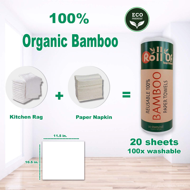 [Australia - AusPower] - Reusable Bamboo Paper Towels Roll of Bamboo Eco Friendly Thicker Softer and Stronger White Color Bamboo Fibers 