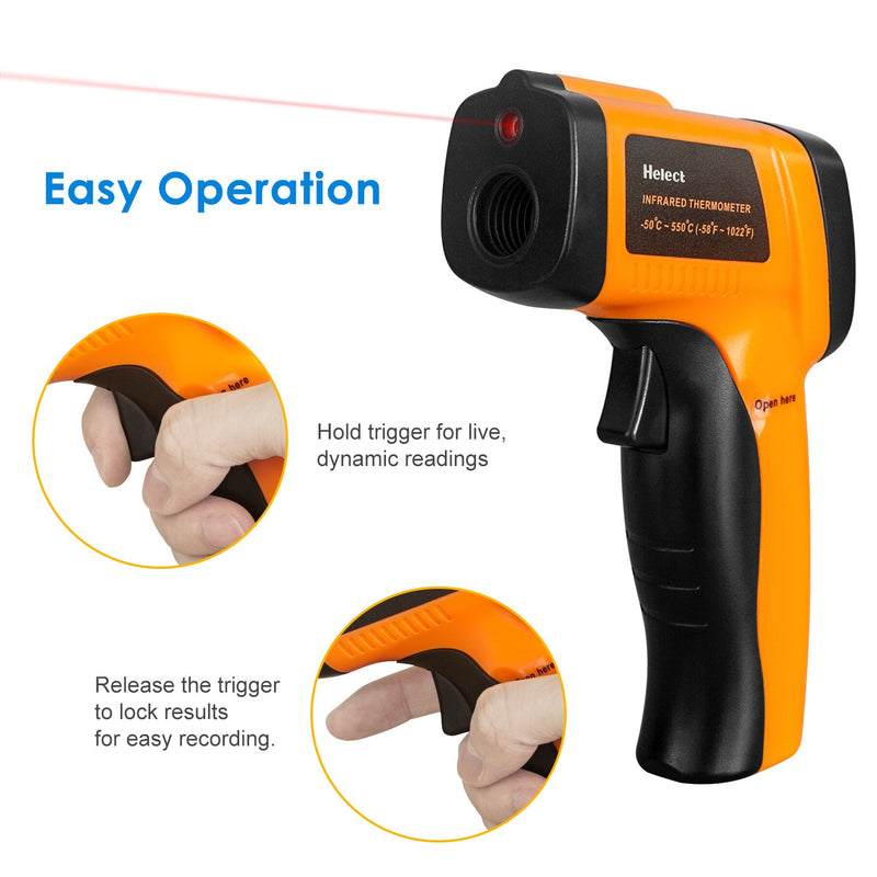 [Australia - AusPower] - Helect (NOT for Human) Infrared Thermometer, Non-Contact Digital Laser Temperature Gun -58°F to 1022°F (-50°C to 550°C) with LCD Display 