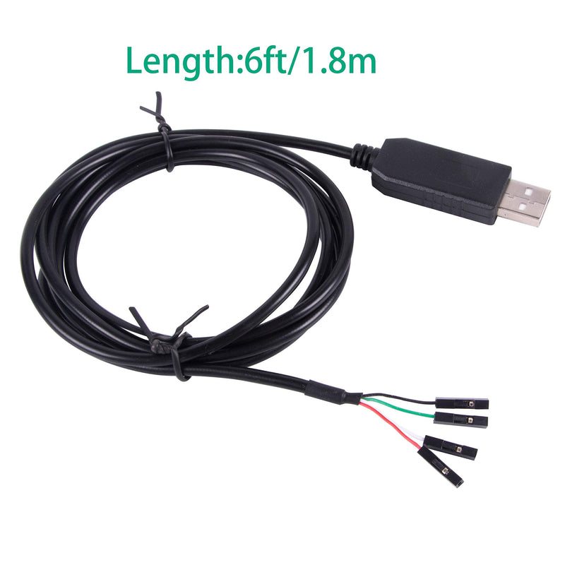 [Australia - AusPower] - USB to TTL Serial 5V 3.3V Adapter Cable TX RX VCC GND Pinout with 4 Pin 0.1 inch Pitch Female Socket FTDI Chip for Windows 10 8 7 XP Vista Android Mac OS (Logic 3.3V Level) Logic 3.3V Level 