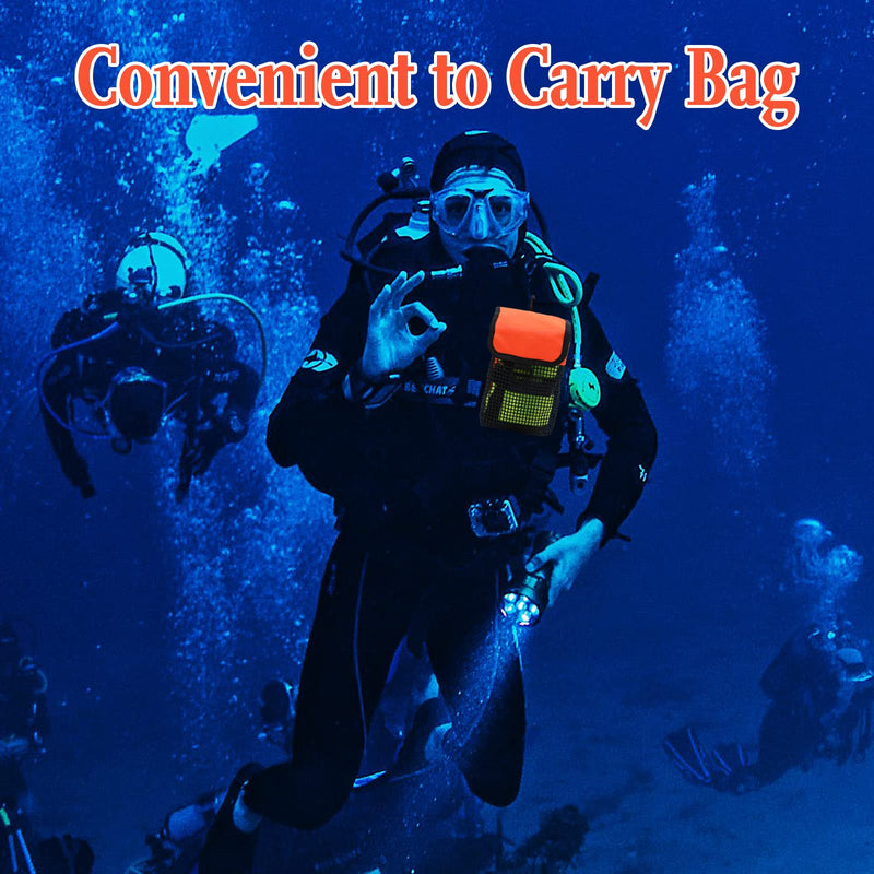 [Australia - AusPower] - Scuba Diving Gear Bag, Finger Reel/SMB Safety Surface Marker Buoy Mesh Storage Pocket, Snorkeling Equipment Holder Carry Pouch Orange 