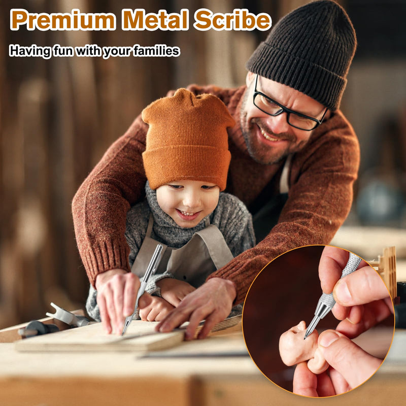 [Australia - AusPower] - Ofasixx 2 Pack Tungsten Carbide Tip Scriber Tool with 10 Refills and 1 Ruler, Metal Scribe Scriber Marking Tools with Magnet, Premium Etching Engraving Pen for Glass/Wood-Working/Metal Sheet/Leather 