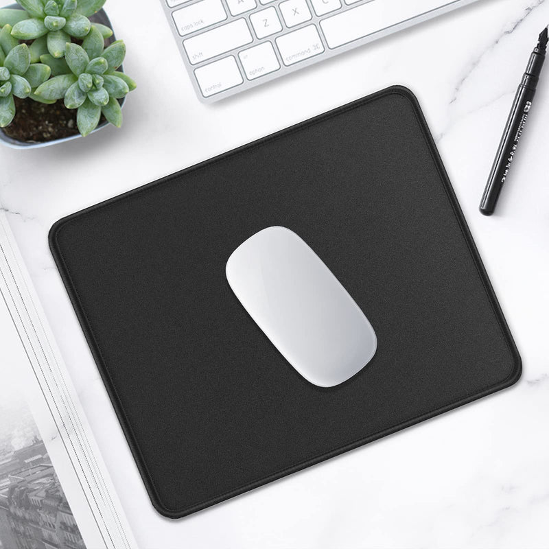[Australia - AusPower] - Hsurbtra Mouse Pad, Premium-Textured Square Mousepad 10.2 x 8.3 Inch, Stitched Edge Anti-Slip Waterproof Rubber Mouse Mat, Pretty Cute Mouse Pad for Office Gaming Laptop Women Kids Jet Black 