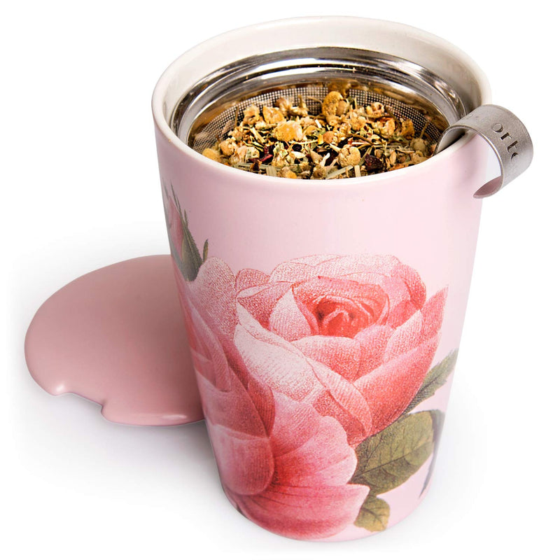 [Australia - AusPower] - Tea Forte Kati Cup Jardin, Ceramic Tea Infuser Cup with Infuser Basket and Lid for Steeping Loose Leaf Tea 