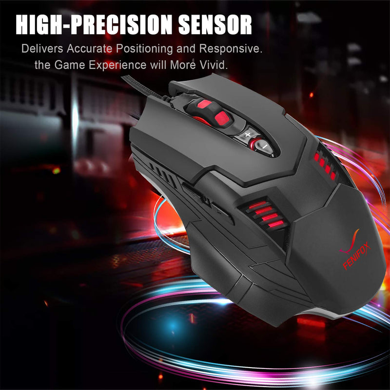 [Australia - AusPower] - Gaming Mouse Wired Programmable 7 Buttons Mice Ergonomic Backlit Breathing Light Mouse with Side Buttons for PC Computer Windows Laptop Gamers 