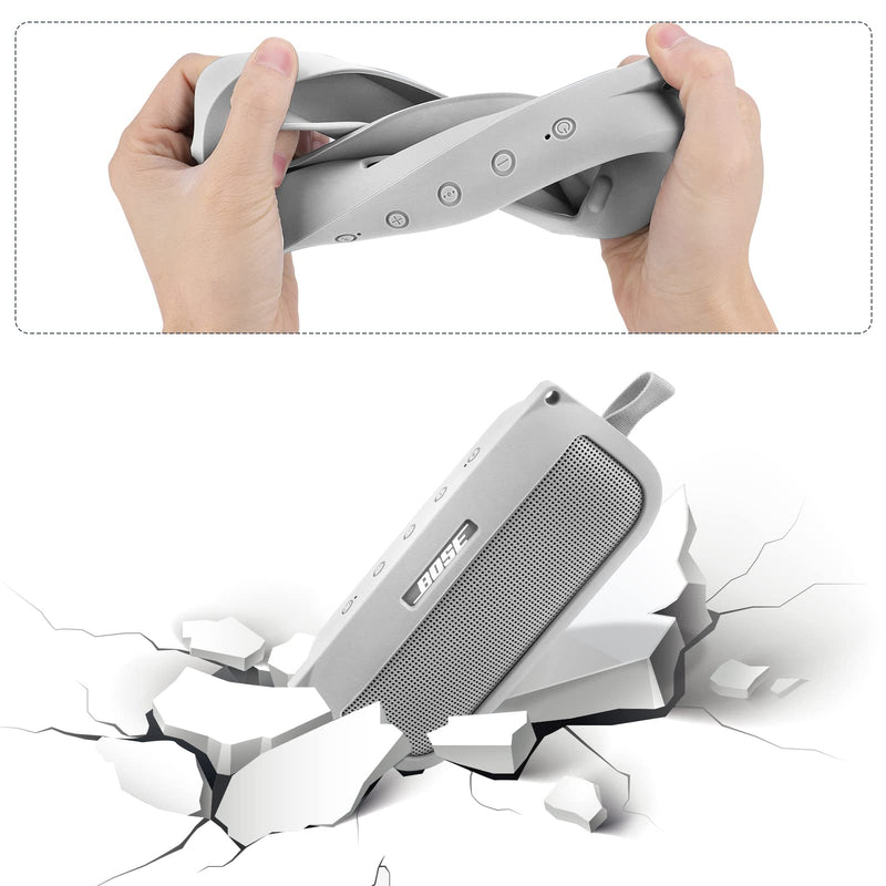 [Australia - AusPower] - co2CREA Soft Silicone Case Replacement for Bose SoundLink Flex Bluetooth Portable Speaker (Silicone Case, White Smoke Case) 