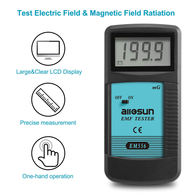 [Australia - AusPower] - allsun Digital EMF Tester Electromagnetic Radiation Meter Electromagnetic Field Wave Detector Magnitude Detector Handheld LCD Household Dosimeter 