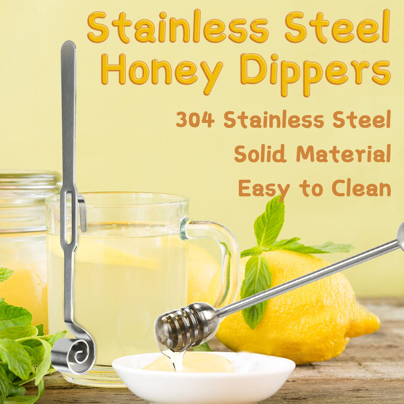 [Australia - AusPower] - HANSGO Honey and Syrup Dippers, 2PCS 6.3 Inches 304 Stainless Steel Honeycomb Stick and Curved Honey Dippeers Sticks for Honey Jar Dispense Drizzle Honey, Wedding Party Favors 