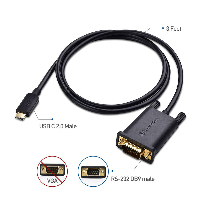 [Australia - AusPower] - Cable Matters USB C to Serial Adapter Cable (USB-C to Serial, USB C to DB9, USB C to RS232) 3 ft - Thunderbolt 4 / USB4 / Thunderbolt 3 Port Compatible with Dell XPS 13, 15, Surface Pro and More 