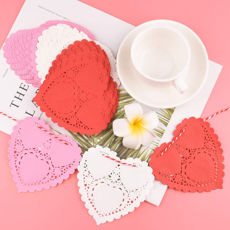 [Australia - AusPower] - TUPARKA 145pcs Valentine Heart Doilies Heart Shape Paper Doily for Valentine's Day Decoration Craft Party 