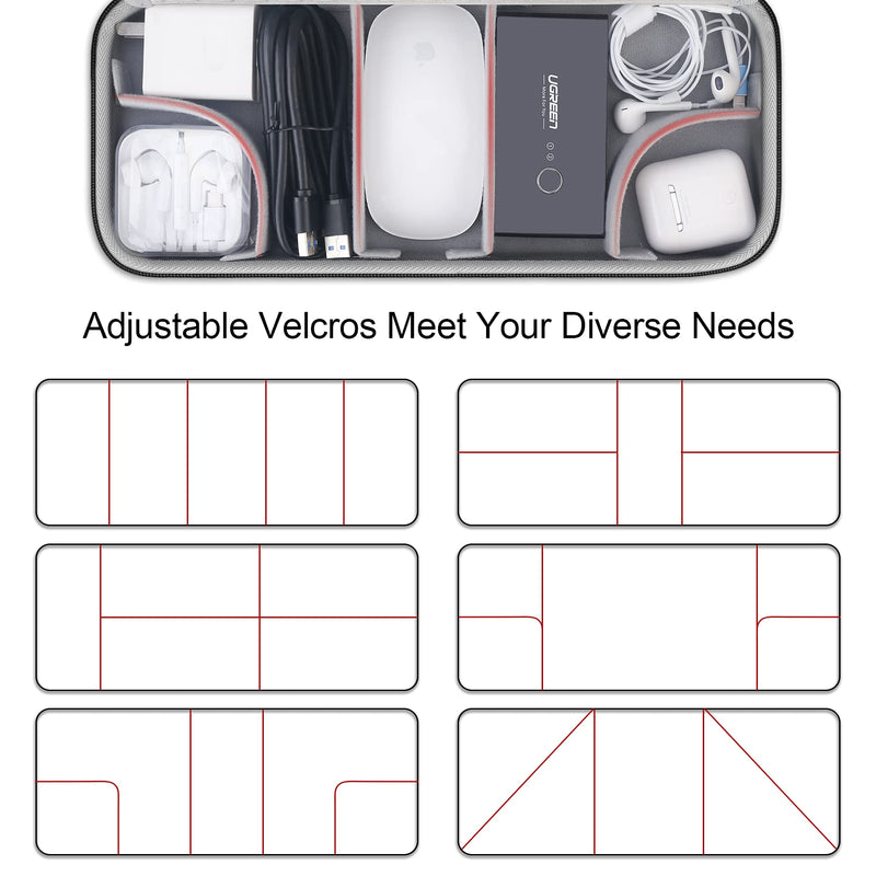 [Australia - AusPower] - Hard Electronics Organizer, Universal Travel Cable Organizers, Large Electronic Accessories Storage Case Bag for Laptop Adapter, Cord, Charger, Plug, Hard Drive, Earphone, USB Hub, Black 
