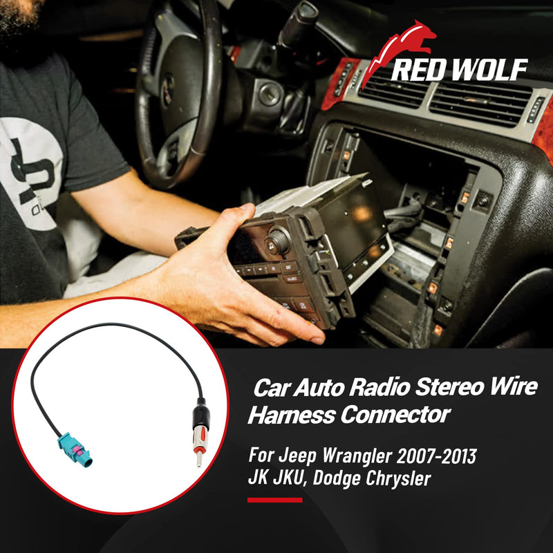 [Australia - AusPower] - RED WOLF Replacement For Jeep Wrangler 2007-2013 JK JKU, Dodge Chrysler Aftermarket Radio Stereo Install Antenna Adapter Plug Replacement 