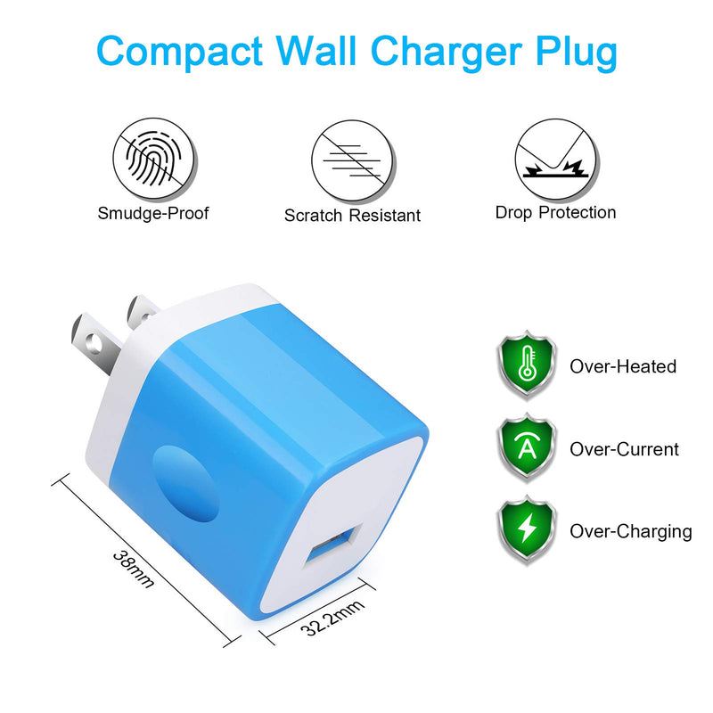 [Australia - AusPower] - 3.4A Cigarette Lighter USB Charger Compatible Samsung Galaxy A32 5G A12 A51 A52 A71 M02s M12 M21s F41 OnePlus Nord 8T 7T Pro, Car Adapter USB Charger Wall Charger Cube 2pcs USB Type C Cable(3ft+6ft) blue 