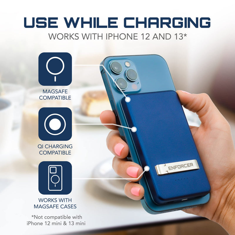 [Australia - AusPower] - Enforcer Magnetic Power Bank, Portable Charger for iPhone 12 and iPhone 13, Compatible with MagSafe Accessories, 5000 mAh Battery and Carrying Pouch - Enforcer Tech BatteryOnly 
