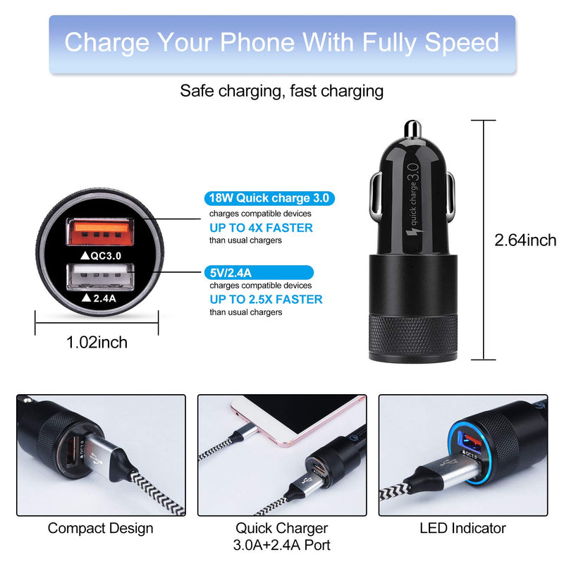 [Australia - AusPower] - Quick Charge 3.0 Dual USB Rapid Car Charger for Samsung Galaxy S22/S21+/S21 Plus/Ultra/S20 FE 5G/S10/S10e/Note 22/21/20/10/A52/A72/A51/A71,Google,Moto,LG,Andriod Chargers,5.4A Fast Car Charger Adapter EB 1-pack car charger 