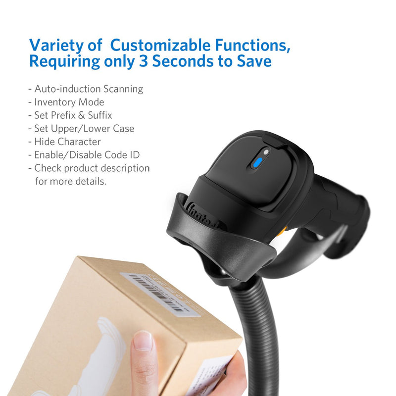 [Australia - AusPower] - Inateck Barcode Scanner, Wireless Scanner, 2600mAh Battery, 35M Range, Automatic Scanning, BCST-60 Black 