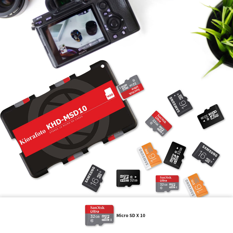 [Australia - AusPower] - Kiorafoto KHD-MSD10 Easy Carry 10 Slots Slim Credit Card Size Lightweight Portable TF MSD Microsd Memory Card Case Storage Keeper Holder for 10 TF MSD Microsd Microsdhc Microsdxc Memory Cards Oganizer For 10 Micro SD 