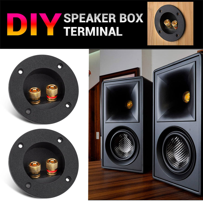 [Australia - AusPower] - Facmogu 2PCS 3 Inch Round 2-Way Speaker Box Terminal Cup Binding Post, Power Speaker Screw-in Terminal Plates, 3 Inch Subwoofer Box Terminal Banana Plugs for DIY Home Speaker Kits 2-way Round 