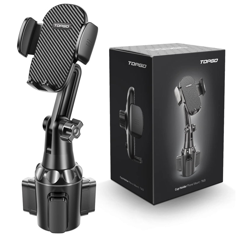 [Australia - AusPower] - Cup Holder Phone Mount, TOPGO Automobile Cup Holder Smart Phone Cradle with Adjustable Neck [Bumpy Road Friendly & Super Stable] for iPhone 13/12/11 Pro Samsung All Phones & Cars 