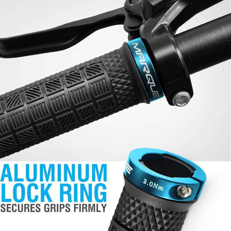 [Australia - AusPower] - MARQUE Grapple Mountain Bike Handlebar Grips – Single Lock-On Ring MTB and BMX Bicycle Handle Bar with Non-Slip Grip 