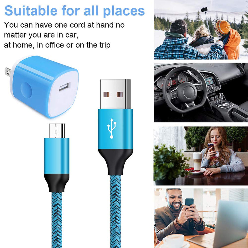 [Australia - AusPower] - Single Port Wall Charger with USB Cord for Android Phone Compatible for Samsung Galaxy S7/S6 Edge /A10/J7 Prime / J7 v /J7 Sky Pro, Moto E6/E5 Plus/E5 Play/G5S Plus/E4/X/G, LG K10/K20/K30/V10/G3/G2/Q6 Blue 