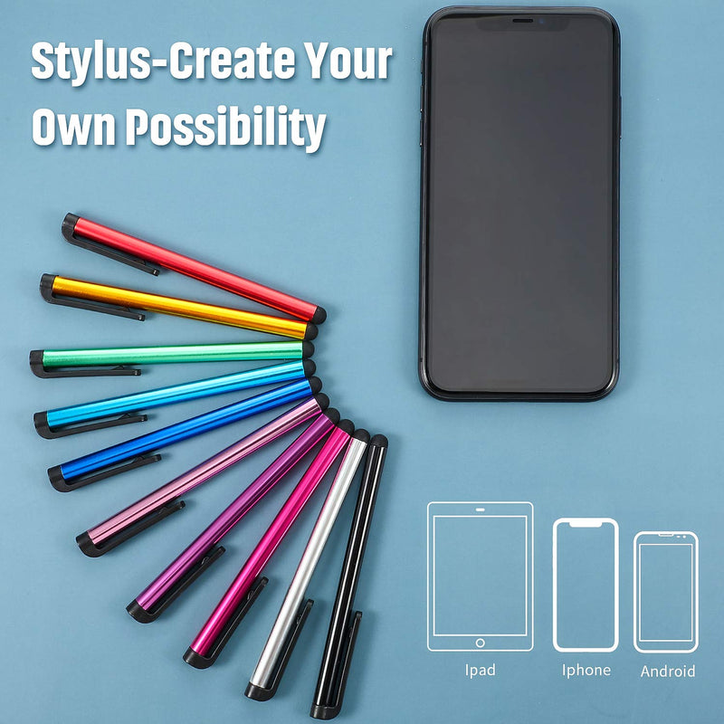 [Australia - AusPower] - 60 Pieces Stylus Pens Slim Capacitive Stylus Touch Pens for Universal Touch Screens Devices, Compatible with iPhone, iPad, Tablet (10 Colors) 