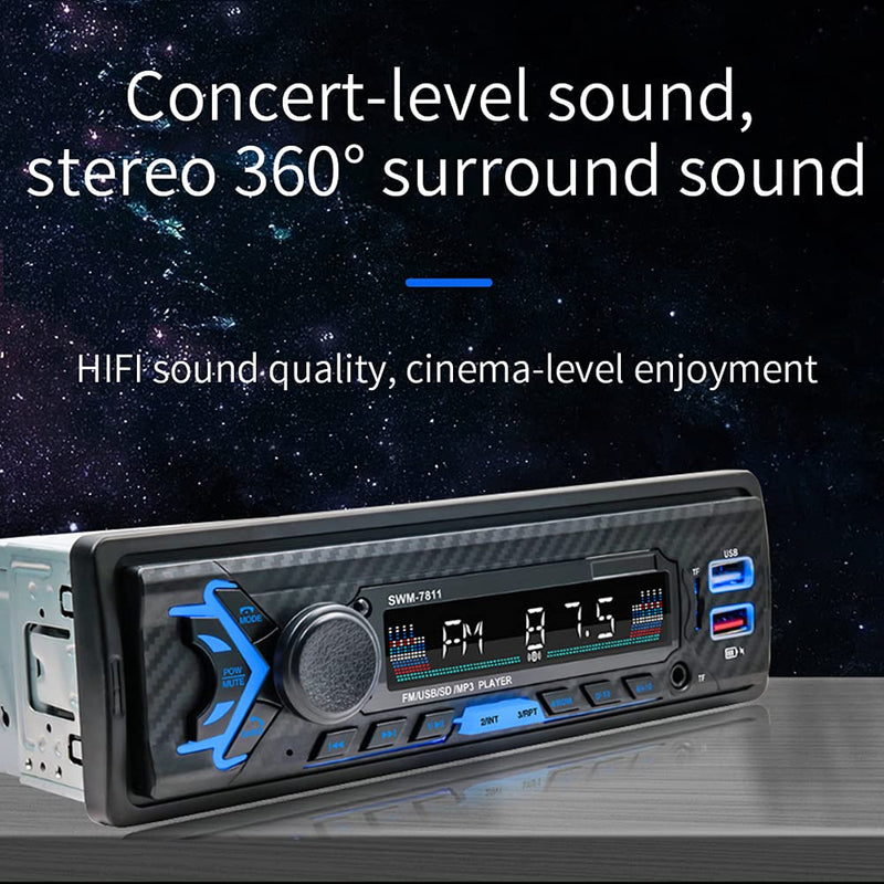[Australia - AusPower] - Single Din Car Stereo with Voice Control, FM Radio System,Bluetooth Handfree Calling,Daul USB Fast Charging,Mp3 Player 7811 