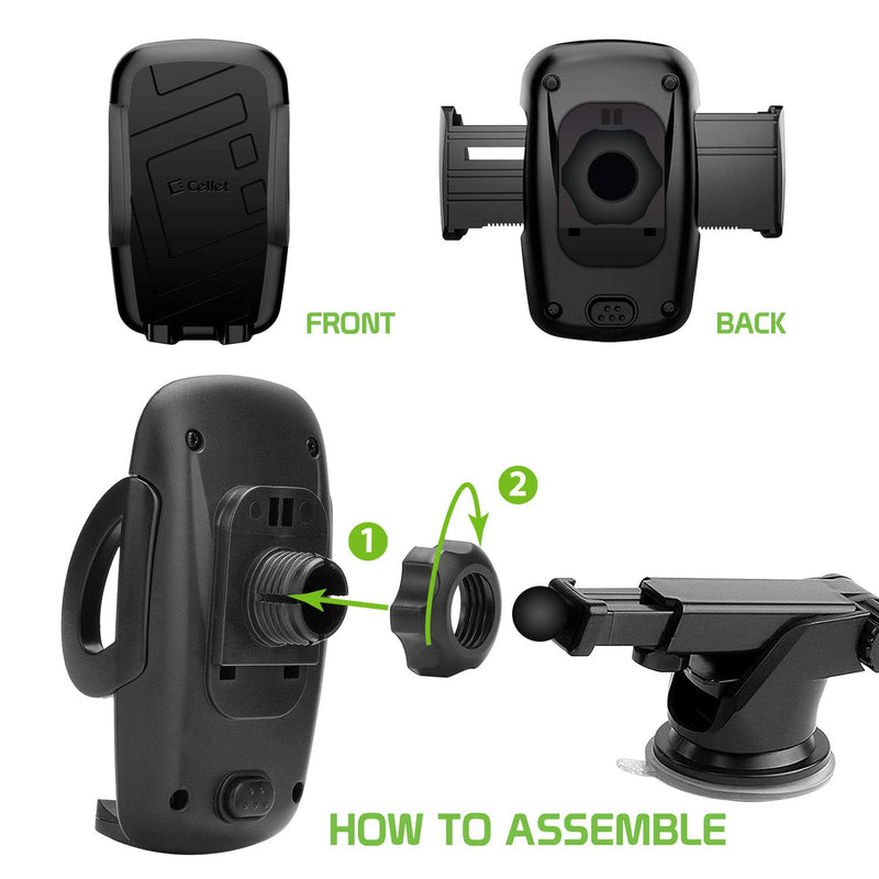 [Australia - AusPower] - Cellet Cell Phone Holder for Car, Adjustable Long Arm Phone Holder, Windshield & DassBoard Mount Compatible for Apple iPhone 12 Pro Max Mini 11 XR XS X SE 8 Plus 8 7 Plus 6 Plus 