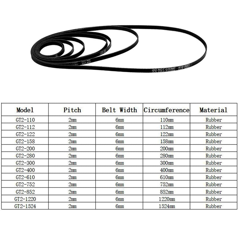 [Australia - AusPower] - WEIJ 2Pcs Rubber Timing Belt 6mm Width Synchronous Closed Loop Timing Belt Pulleys 752-2GT for 3D Printer 