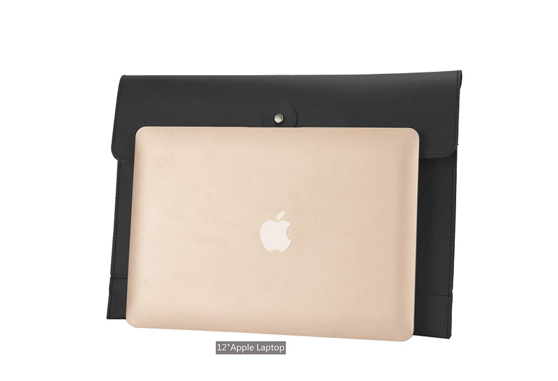 [Australia - AusPower] - men woman pu leather multifunction office documents bags A4 paper file pouch envelope bag conference, Black, 13.8"(L)x9.8"(H) x 0.2"(W) 