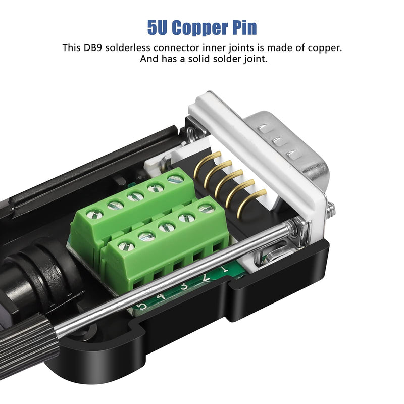 [Australia - AusPower] - Dbilida DB9 Solderless Connector Female, DB9 Breakout Connector RS232 D-SUB Serial to 9pin Port Terminal with Case 