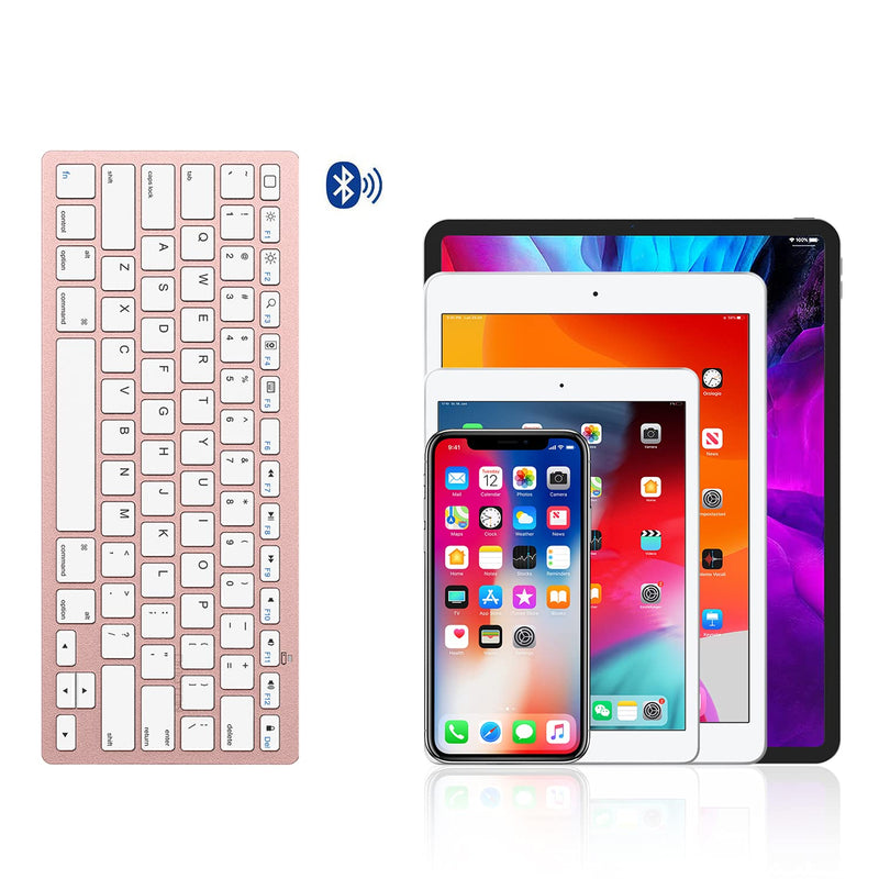 [Australia - AusPower] - OMOTON Ultra-Slim Bluetooth Keyboard Compatible with iPad 10.2(9th/ 8th/ 7th Generation)/ 9.7, iPad Air 4th Generation, iPad Pro 11/12.9, iPad Mini, and More Bluetooth Enabled Devices, Pink Gold 