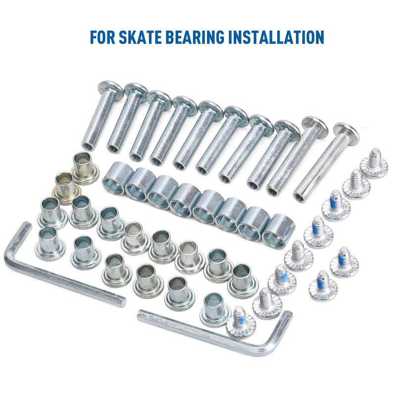 [Australia - AusPower] - TOBWOLF Inline Skate Axle Spacer Screw Replacement, Aluminum Alloy Rollerblade Skate Wheel Bearing Spacer, Roller Skate Replacement Accessories with Axle & Axles Screws & Wrench 6mm Axle + 6mm Frame Spacer + 8mm Wheel Spacer 