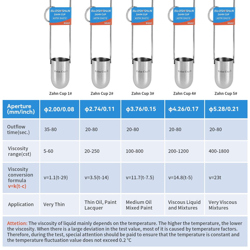 [Australia - AusPower] - BAOSHISHAN NO.3 Zahn Cup Viscosity Cup #3 Dip Type 44ml Stainless Steel Viscometer Flow Cup for Paint Finishes Oil Dye Sauce Honey 
