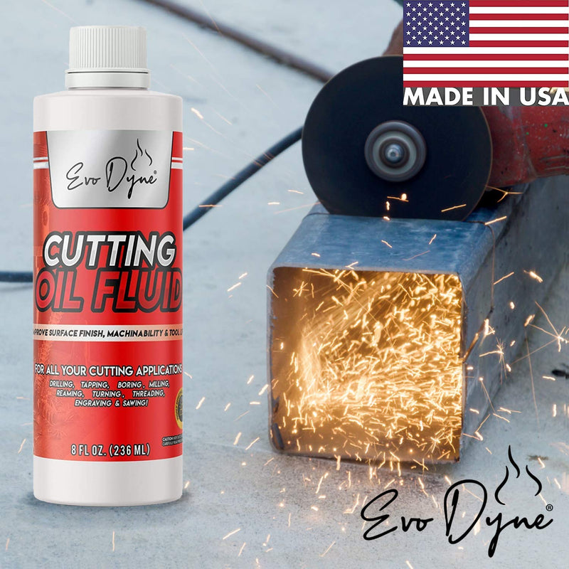 [Australia - AusPower] - Cutting Oil, Cutting Fluid 8-OZ, Made in The USA | Cutting Oil for Drilling, Tapping, Milling | Professional Grade Fluid Oil - Machine Cutting Fluid, Safe on Metal & Glass by Evo Dyne 1-Pack 