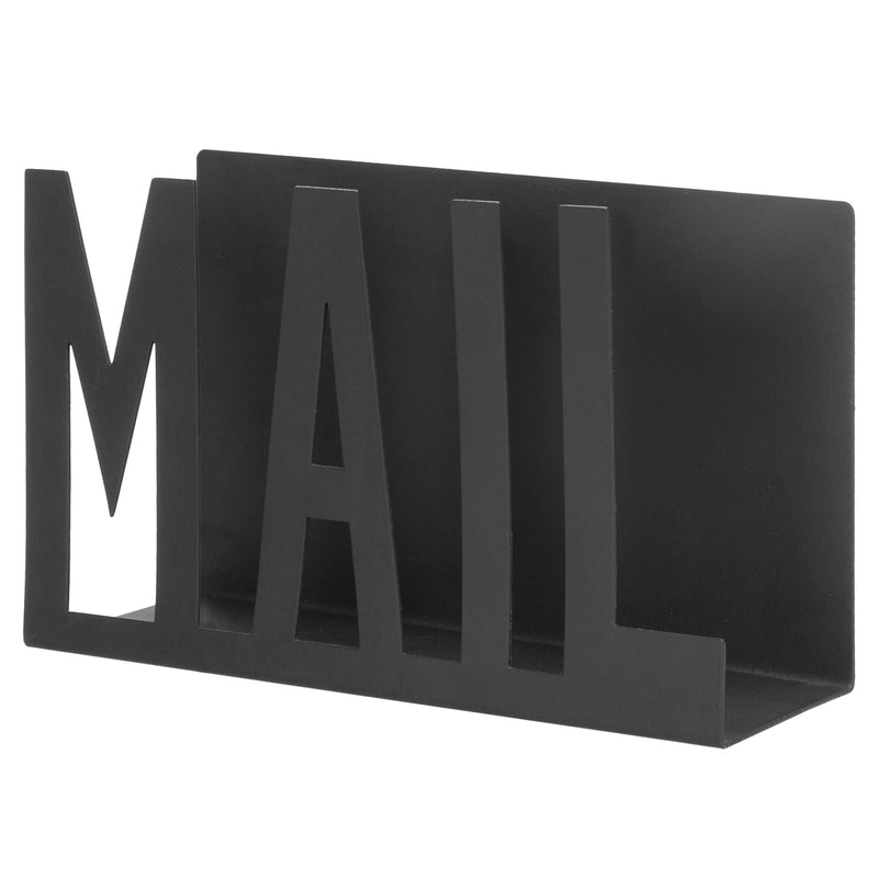 [Australia - AusPower] - MyGift Modern Black Metal Mail Holder Countertop Organizer with Cutout Mail Lettering Design, Office Desktop Envelope and Document Storage Rack 