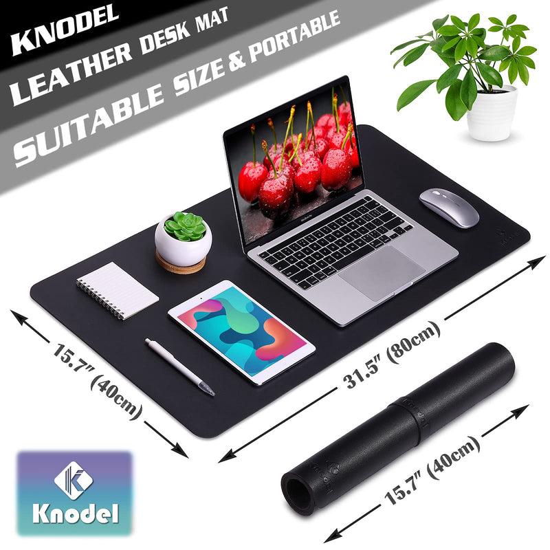 [Australia - AusPower] - Knodel Non-Slip Desk Mat, Mouse Pad, Waterproof Desk Pad for Desktop, Leather Desk Pad for Keyboard and Mouse, Desk Pad Protector, Desk Writing Pad for Office and Home (31.5"x15.7", Black) 31.5"x15,7" 