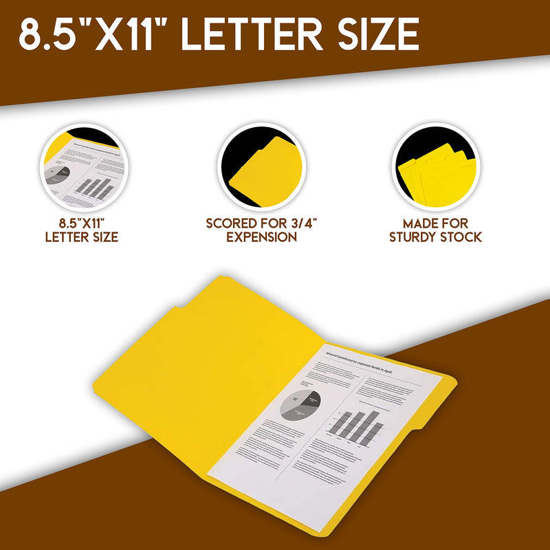 [Australia - AusPower] - 1InTheOffice Yellow File Folders Letter Size 1/3 Cut, 3-Tabbed File Folders, Letter Size File, "24Pack" 