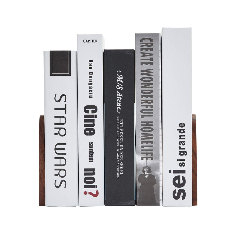 [Australia - AusPower] - Pandapark Wood Bookends,Pack of 1 Pair,Non-Skid,Black Walnut,Office Book Stand (Black Walnut-A) Black Walnut-a 