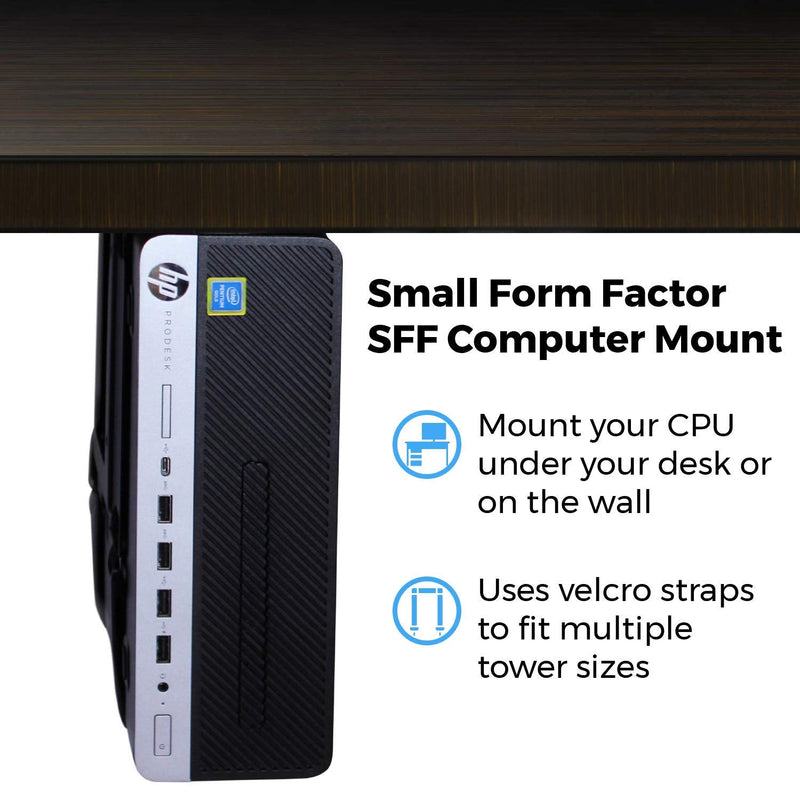 [Australia - AusPower] - HumanCentric SFF Under Desk PC Mount and PC Wall Mount Bracket for Small Form Factor Desktop Tower, UPS Wall Mount Bracket, CPU Holder Under Desk Mount, Adjustable Computer Mount with Straps 