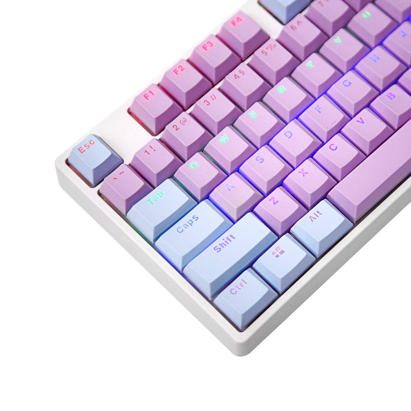 [Australia - AusPower] - E-Yooso Keycaps Set, PBT Double Shot, Translucent Backlit 104 Key Cap with Key Puller for Mechanical Gaming Keyboards(Purple Blue) Purple Blue 