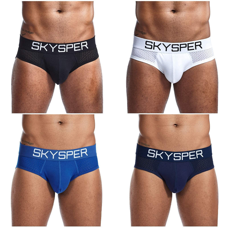 [Australia - AusPower] - SKYSPER Men's Jockstrap Breathable Mesh Cotton Jock Straps Male Underwear, Athletic Supporters for Men Sg07-4color/4pcs Small 