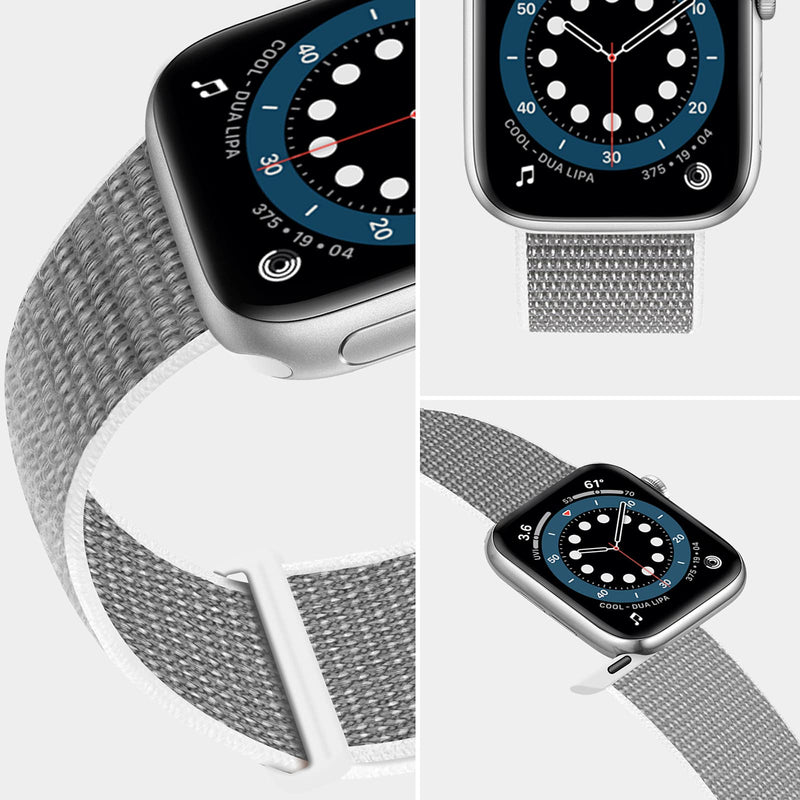 [Australia - AusPower] - JuQBanke Sport Loop Band Compatible with Apple Watch Band 38mm 40mm 41mm 42mm 44mm 45mm iWatch Series 7 6 5 SE 4 3 2 1 Strap Nylon Weave Women Men Stretchy Elastic Braided Replace Wristband Breathable 42mm/44mm/45mm Sea Shell 