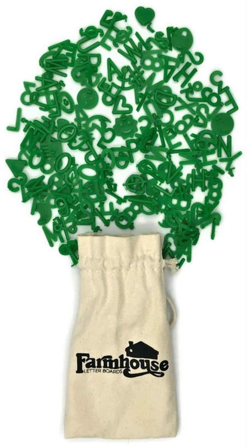 [Australia - AusPower] - Green Letter Set for Changeable Felt Letter Boards, 3/4" 460 Characters (Includes Letters, Symbols / Emojis, Numbers, Punctuation) & Burlap Storage Bag (Green) Green 