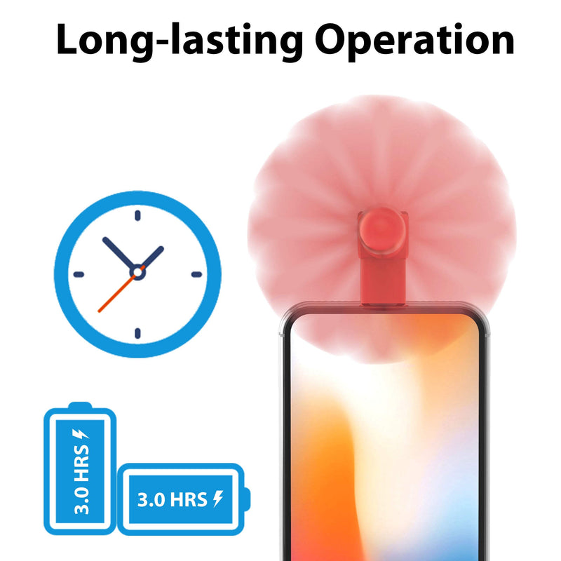 [Australia - AusPower] - Genuie Fan for iPhone(2 packs) , Mini Fan with 180 Rotating, Strong Wind, Lightweight Compatible for iPhone, iPad, iPod and Any Lighting Devices. Upgraded Version (Black and Rose Red) 